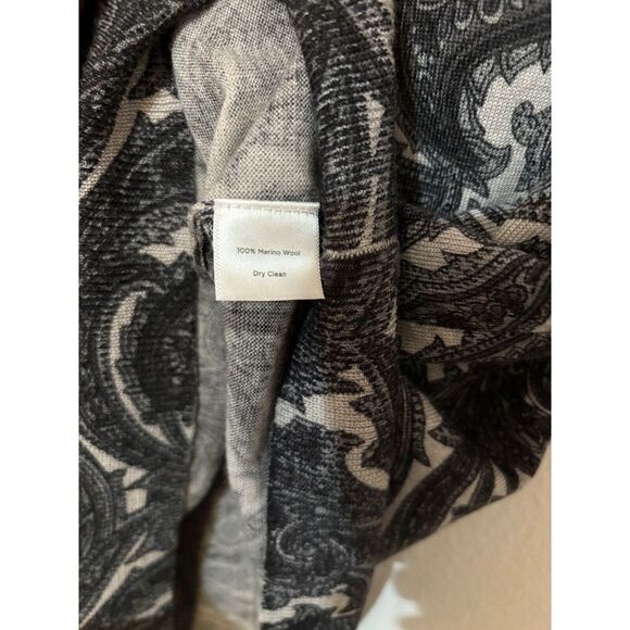 Talbots Womens M Pure Italian Merino Wool Pullover Sweater Paisley V Neck Soft - Picture 3 of 4